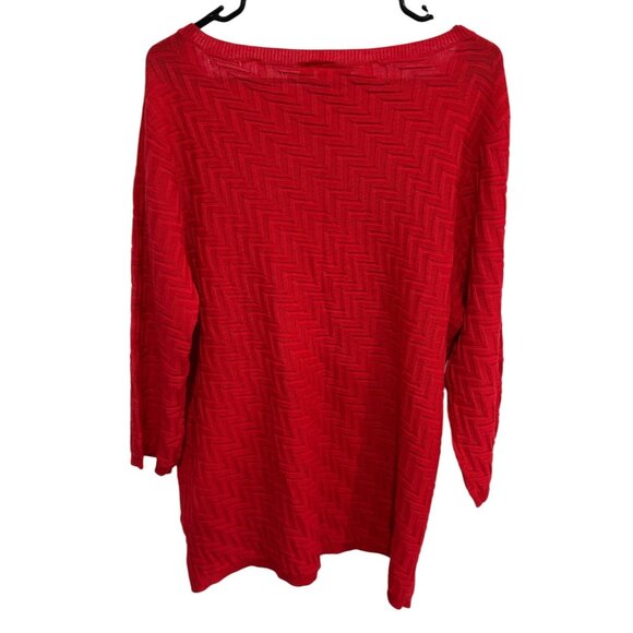 Kim Rogers Womens Red Round Neck Textured Knit Sweater Sz XL - Picture 2 of 9